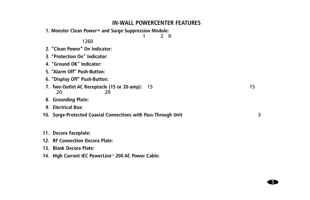 Monster Cable 20 Amp, 15 Amp owner manual Wall PowerCenter AC receptacle to the flat screen TV 