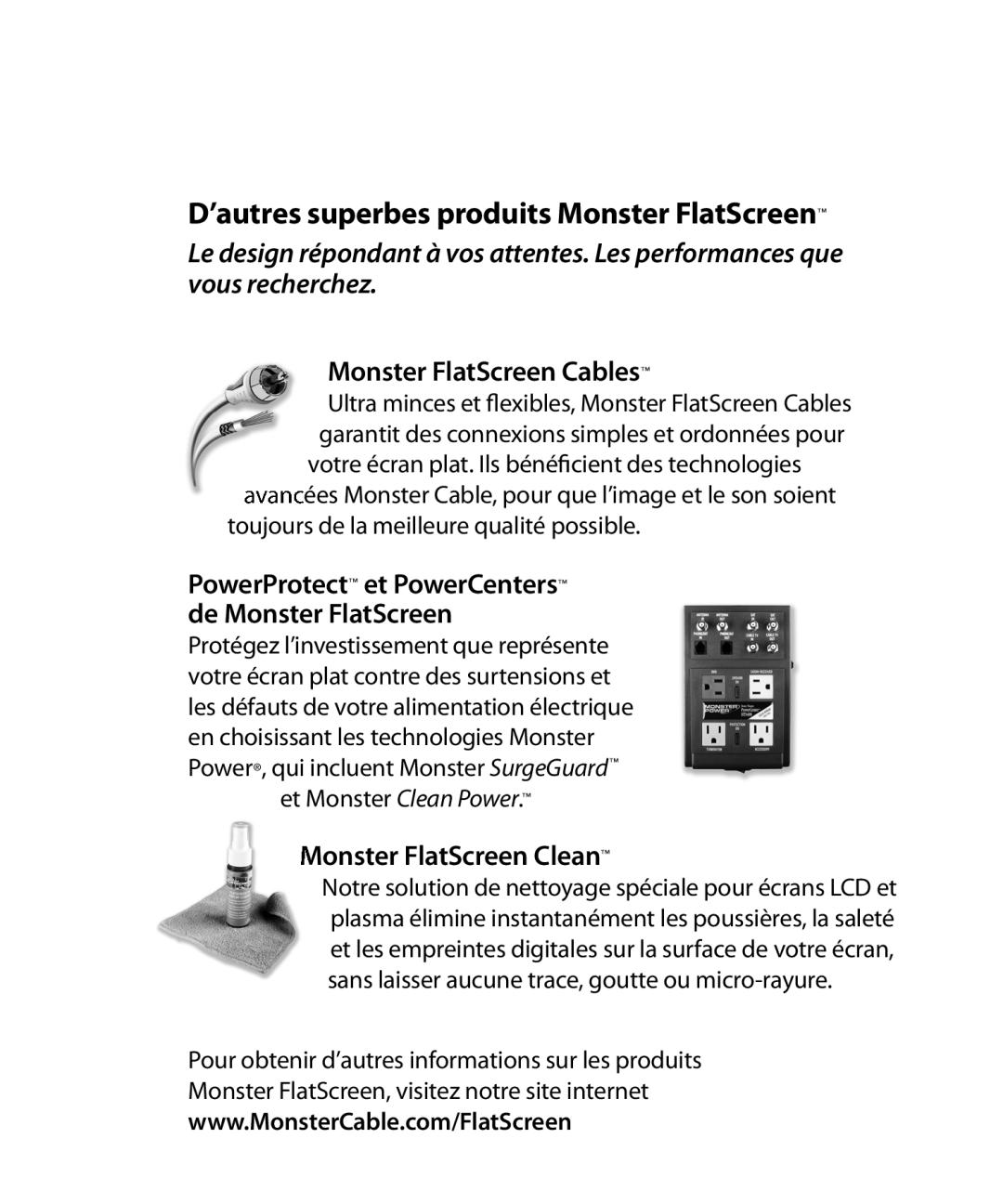 Monster Cable 200M ’autres superbes produits Monster FlatScreen, PowerProtect et PowerCenters de Monster FlatScreen 