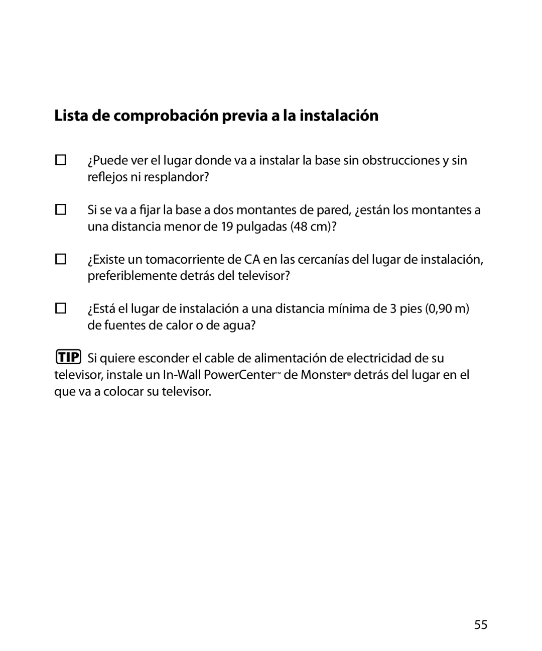 Monster Cable 200M warranty Lista de comprobación previa a la instalación 