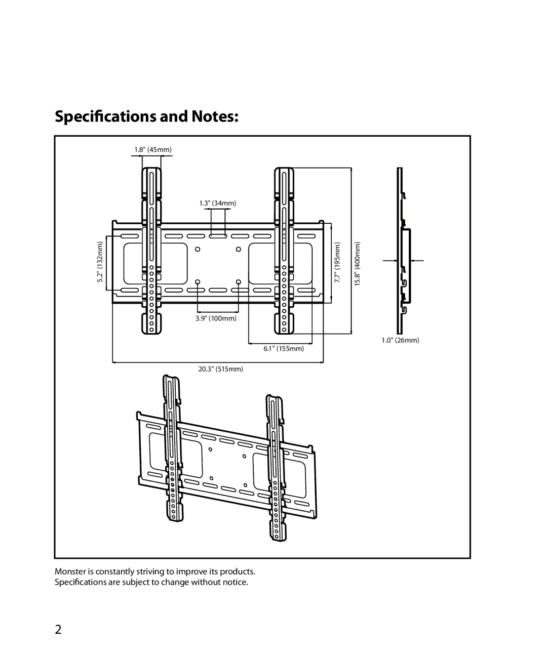 Monster Cable 200M warranty Speciﬁcations and Notes 