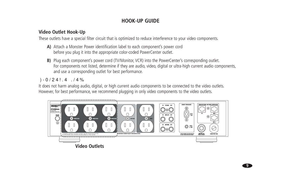 Monster Cable 2600 MKII owner manual HOOK-UP Guide, Video Outlet Hook-Up, Video Outlets 