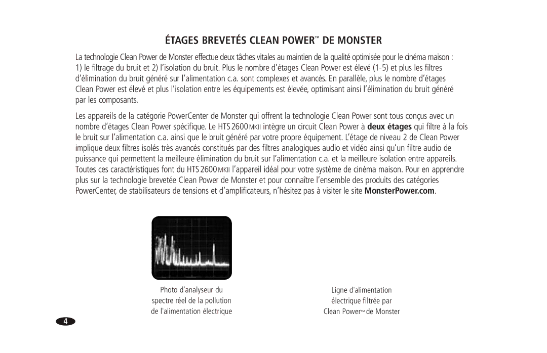 Monster Cable 2600 MKII owner manual Étages Brevetés Clean Power DE Monster 