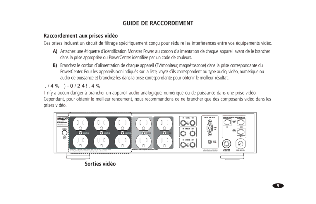 Monster Cable 2600 MKII owner manual Guide DE Raccordement, Raccordement aux prises vidéo, Sorties vidéo 