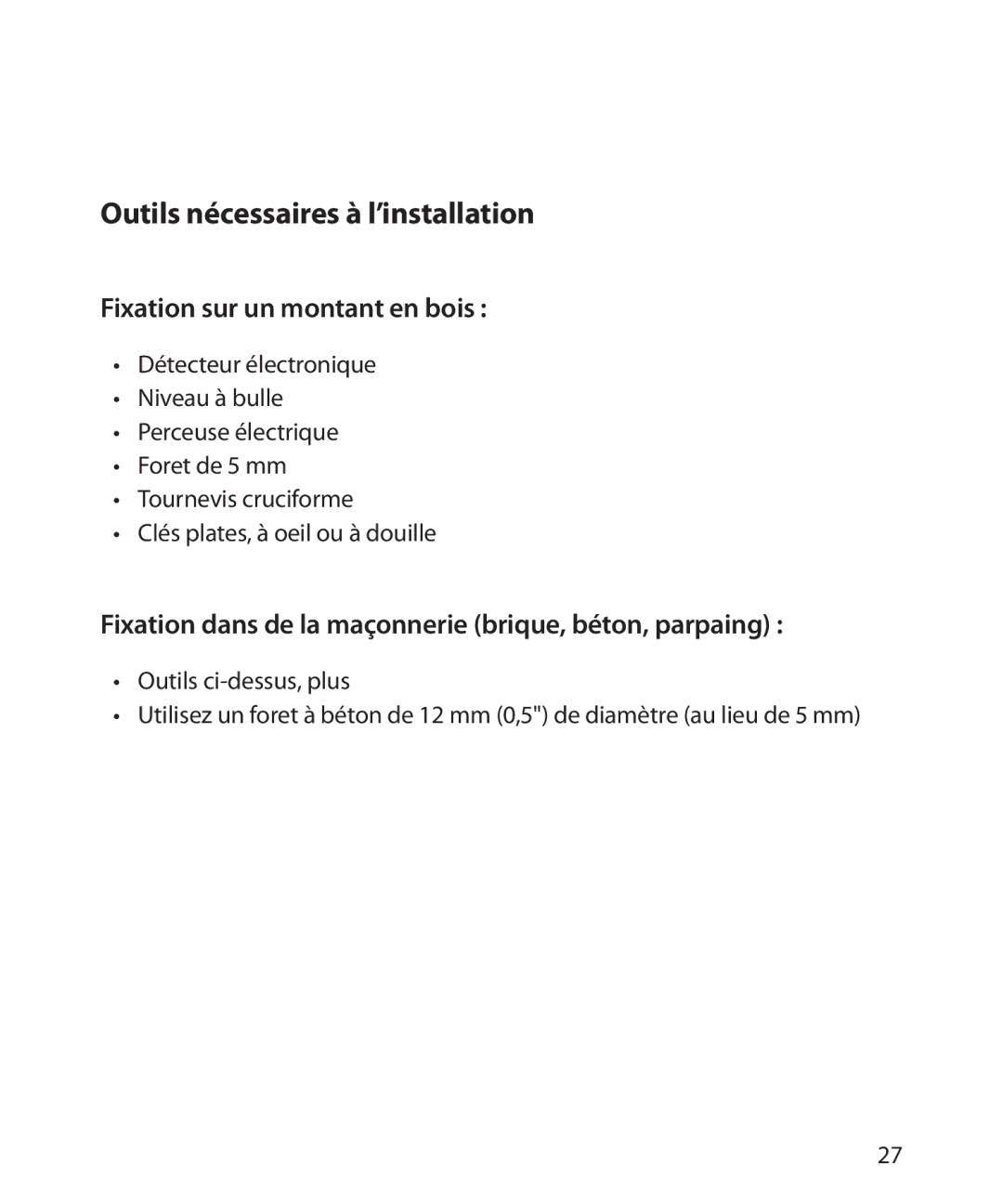 Monster Cable 300L warranty Outils nécessaires à l’installation, Fixation sur un montant en bois 