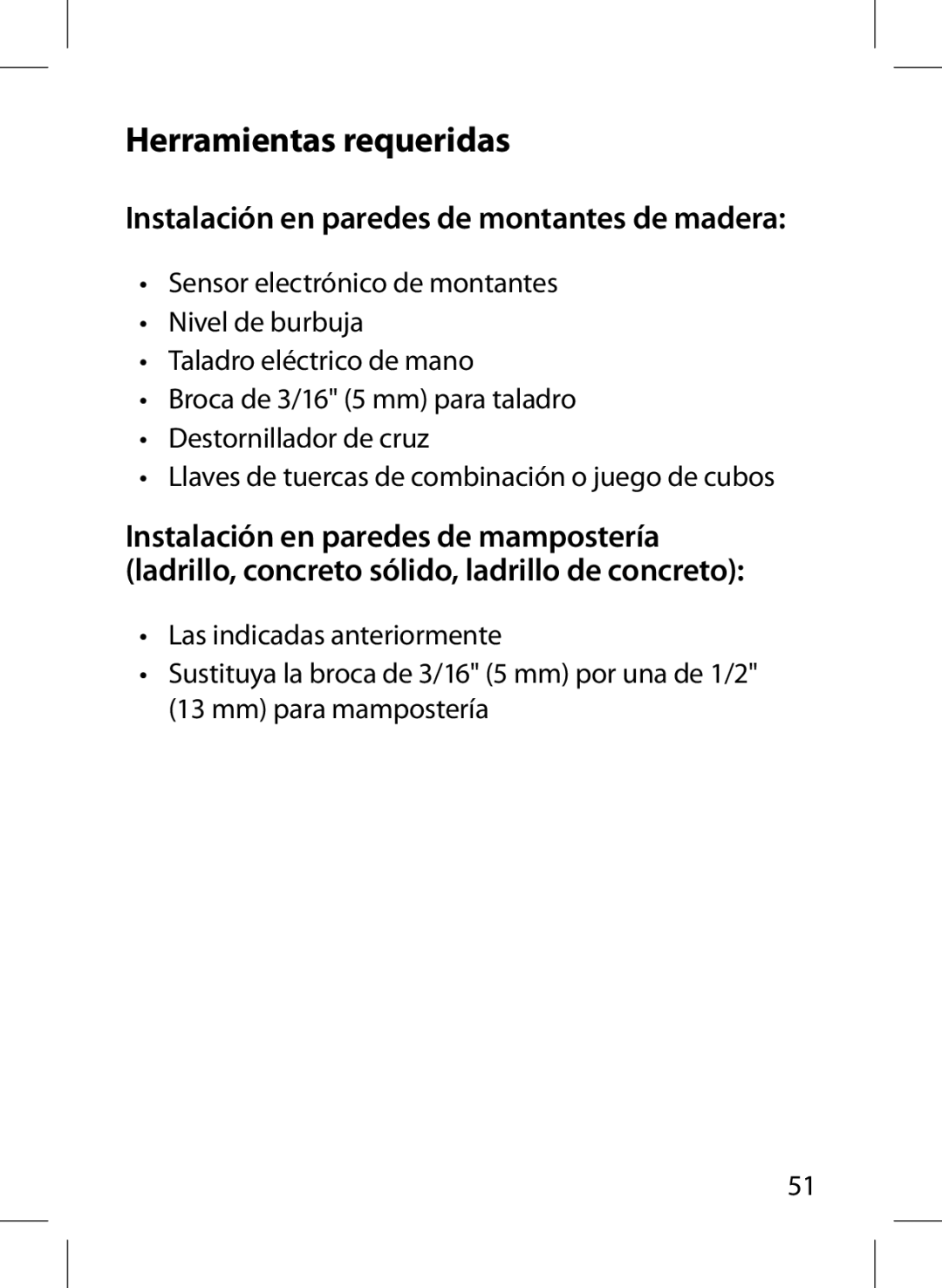 Monster Cable 300S warranty Herramientas requeridas, Instalación en paredes de montantes de madera 