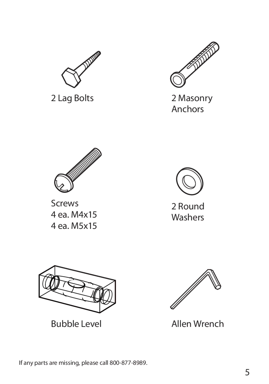 Monster Cable 350S warranty Lag Bolts Screws Ea. M4x15 Ea. M5x15 Bubble Level 