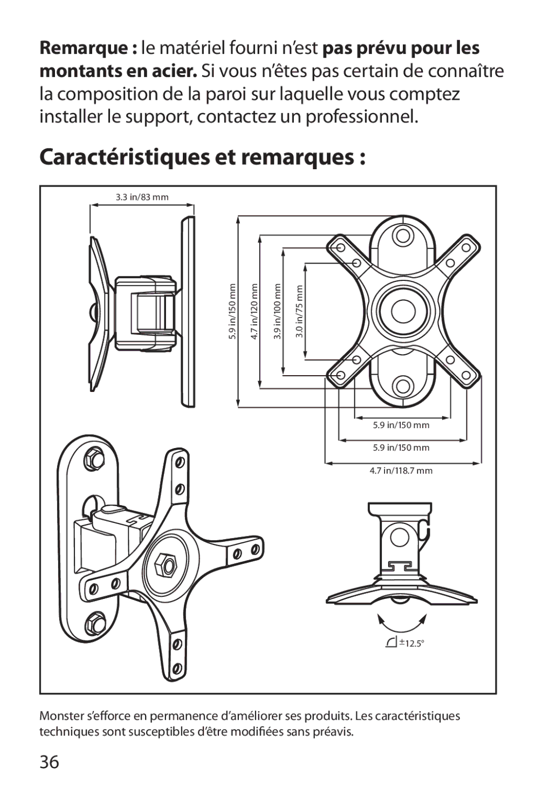 Monster Cable 350S warranty Caractéristiques et remarques 