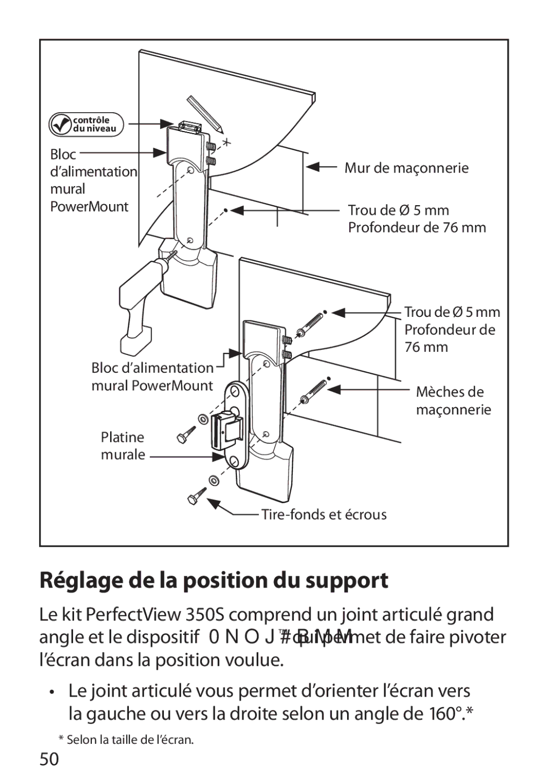 Monster Cable 350S warranty Réglage de la position du support 