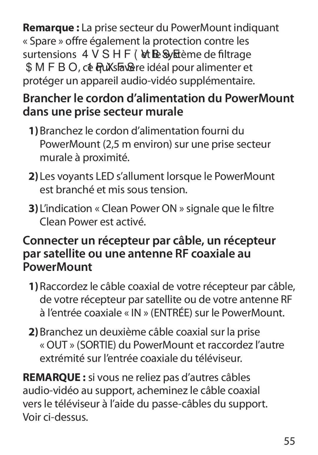 Monster Cable 350S warranty Remarque La prise secteur du PowerMount indiquant 