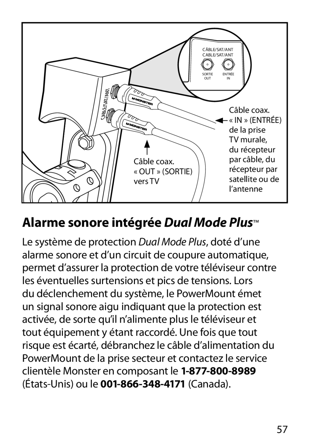 Monster Cable 350S warranty Alarme sonore intégrée Dual Mode Plus 