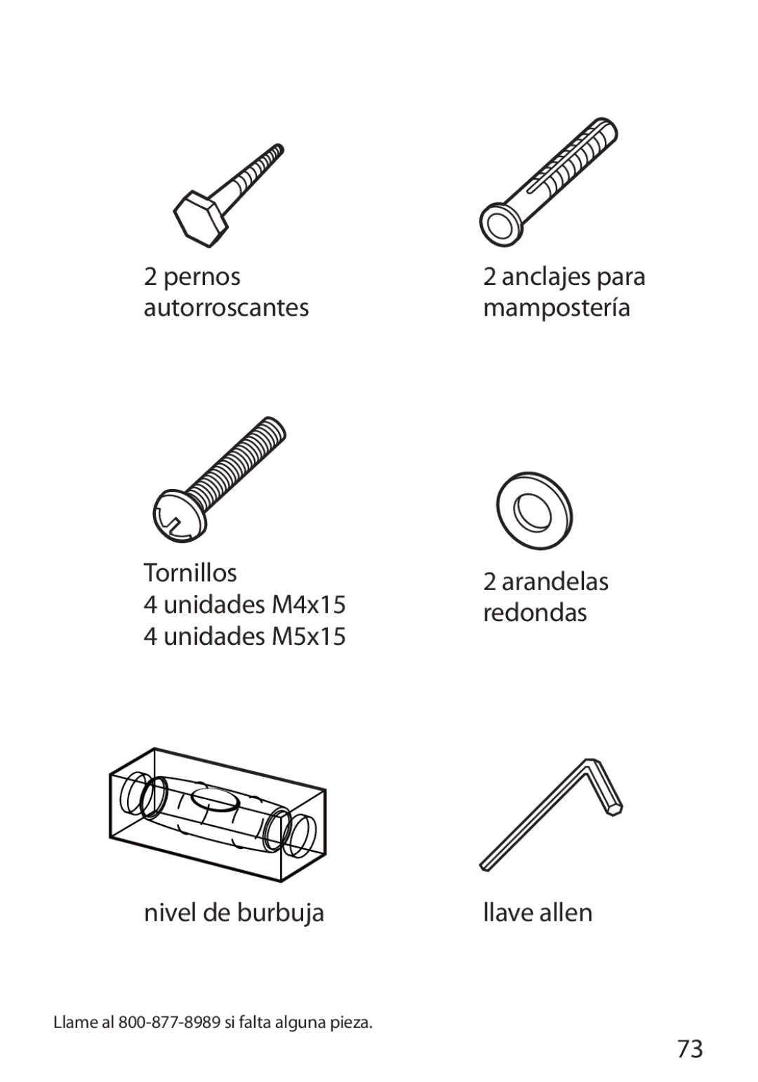 Monster Cable 350S warranty Tornillos Unidades M4x15 Unidades M5x15 Nivel de burbuja 