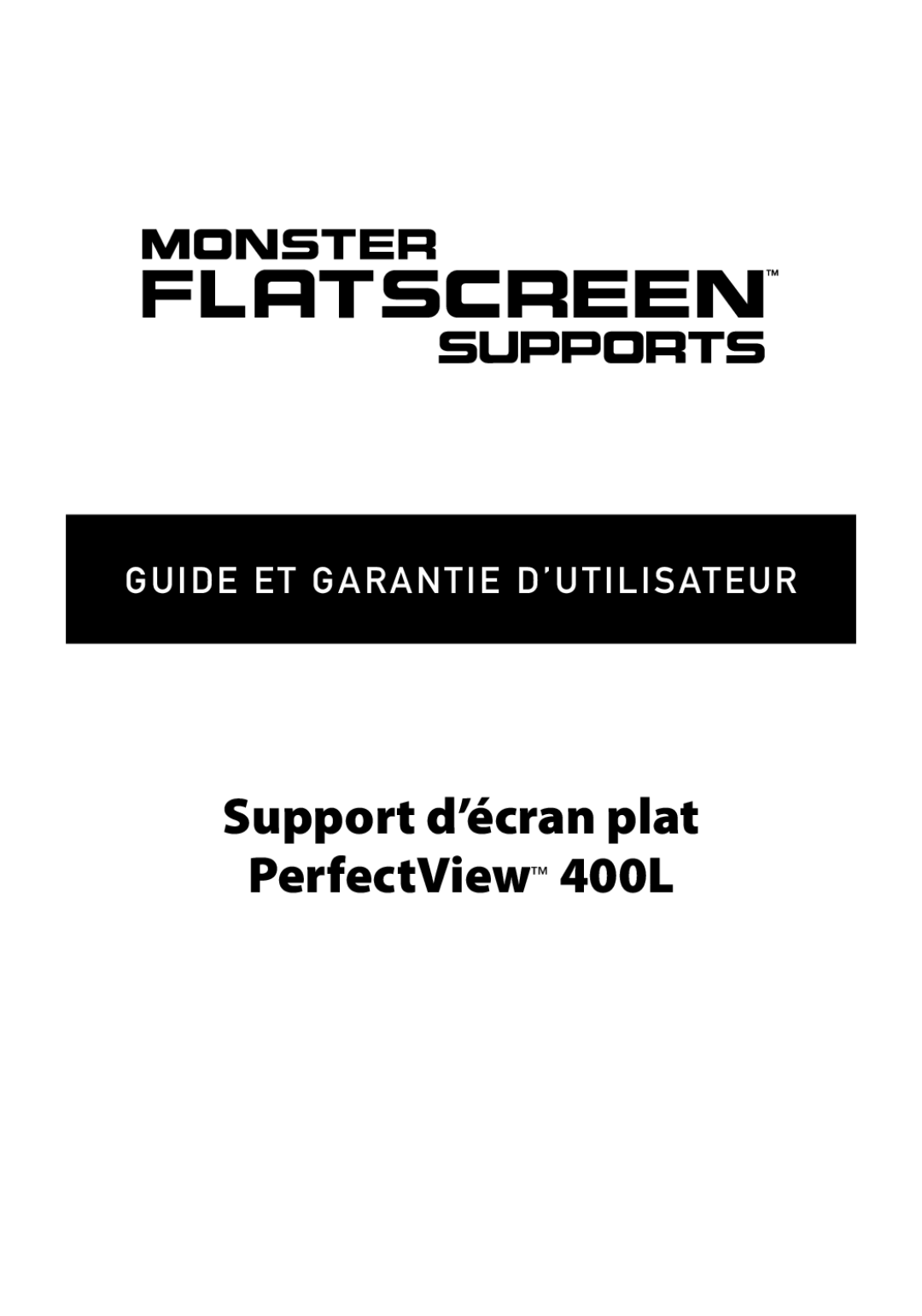 Monster Cable warranty Support d’écran plat PerfectView 400L 