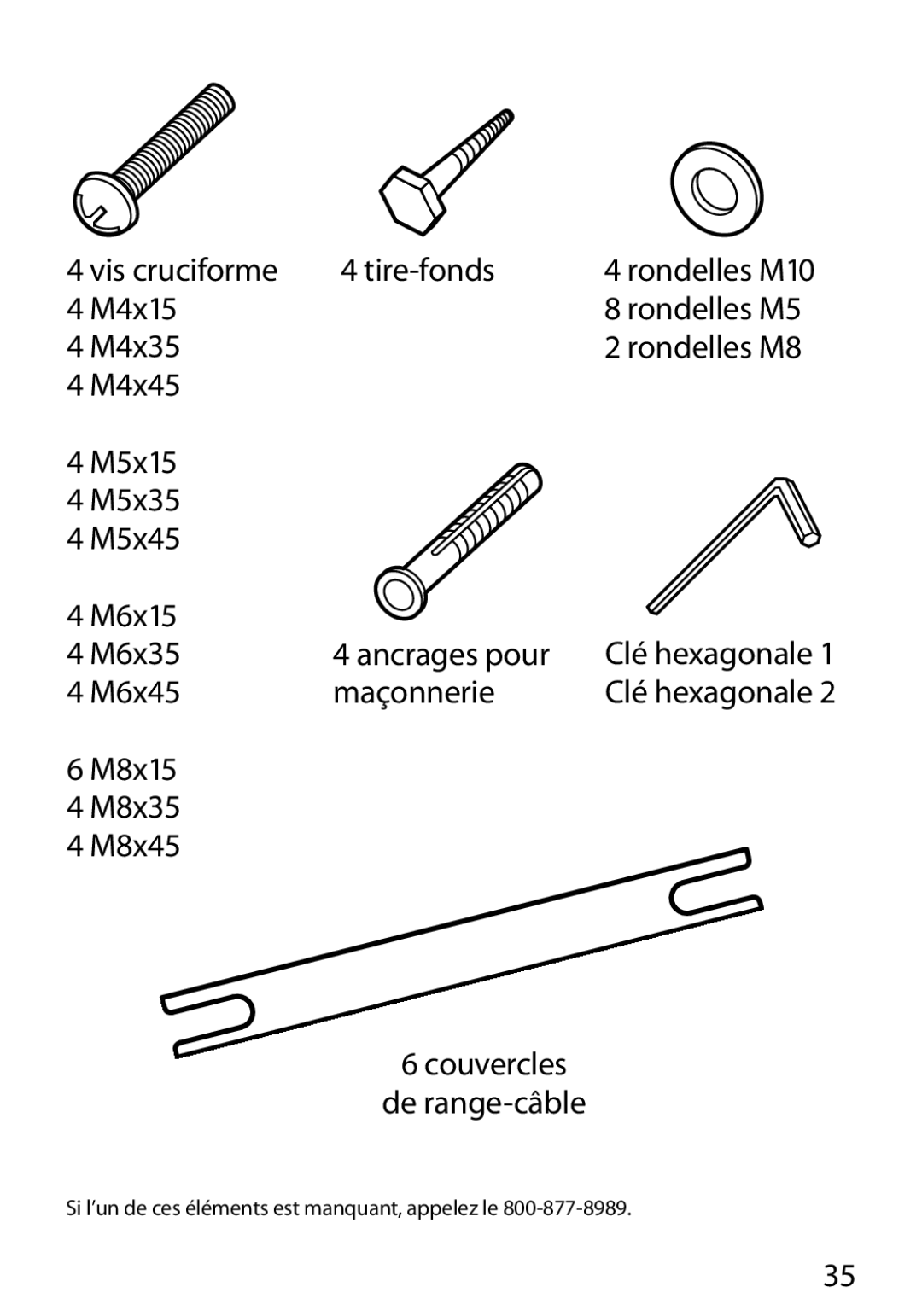 Monster Cable 400L warranty Vis cruciforme, M6x45, M8x15 M8x35 M8x45 