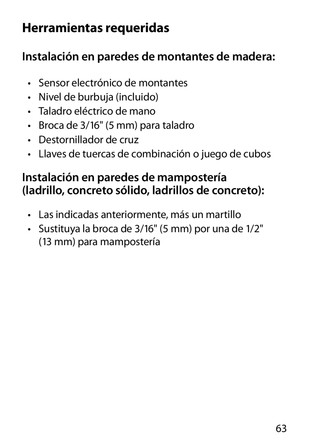 Monster Cable 400L warranty Herramientas requeridas, Instalación en paredes de montantes de madera 