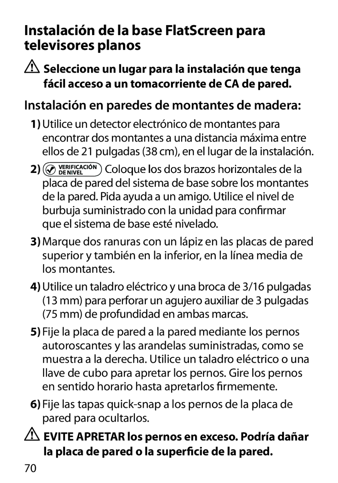 Monster Cable 400L warranty Instalación de la base FlatScreen para televisores planos, Mm de profundidad en ambas marcas 