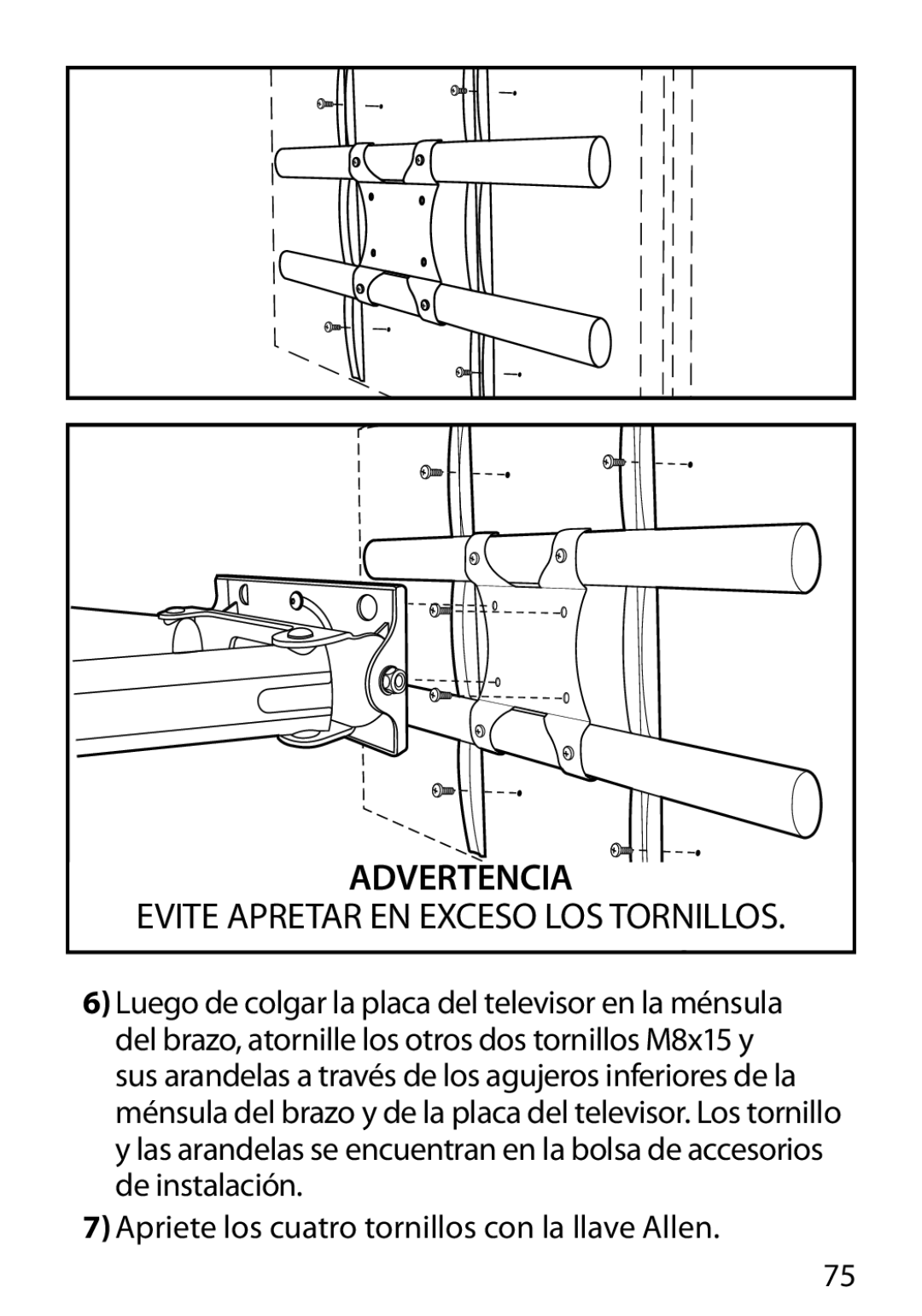 Monster Cable 400L warranty Advertencia, Apriete los cuatro tornillos con la llave Allen 