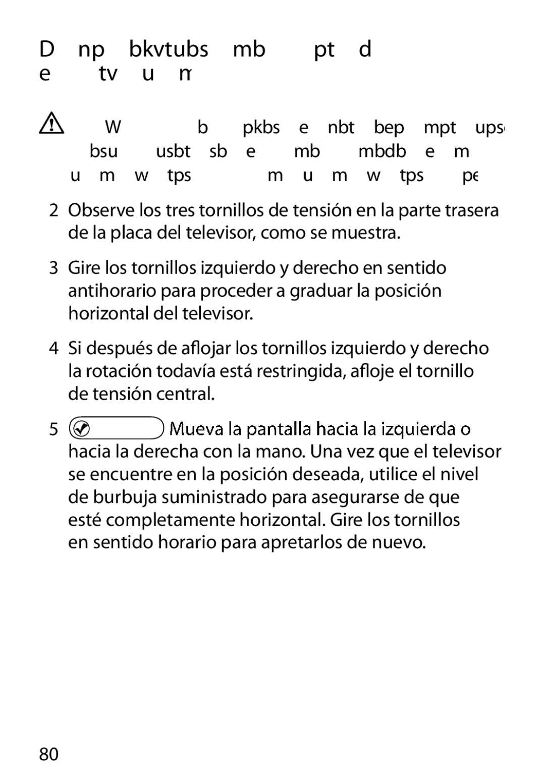 Monster Cable 400L Cómo ajustar la posición horizontal de su televisor, En sentido horario para apretarlos de nuevo 