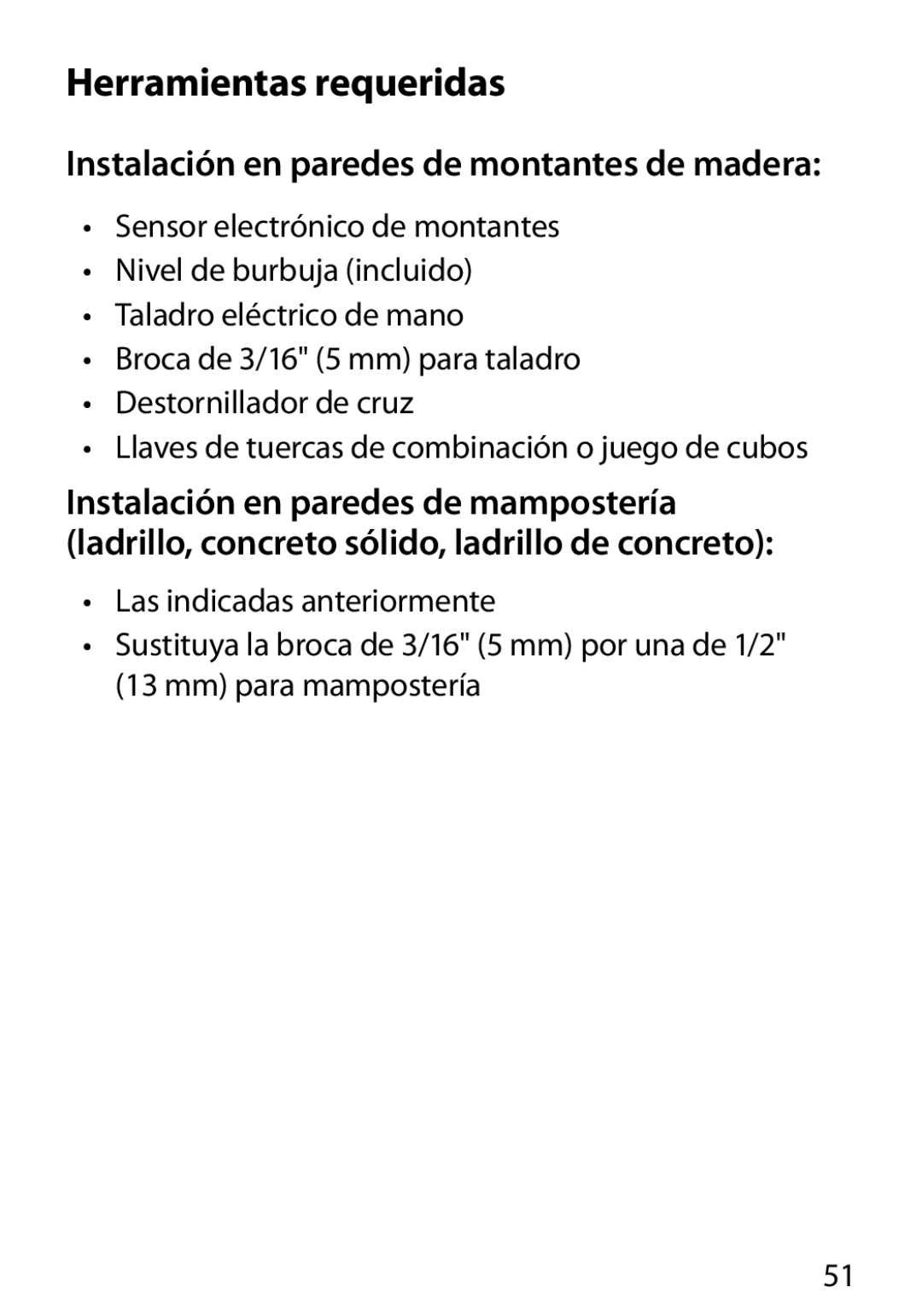 Monster Cable 400S warranty Herramientas requeridas, Instalación en paredes de montantes de madera 