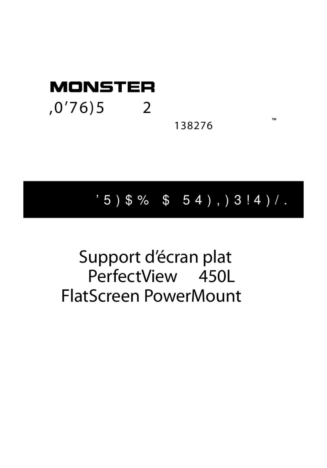 Monster Cable manual Support d’écran plat PerfectView 450L FlatScreen PowerMount 