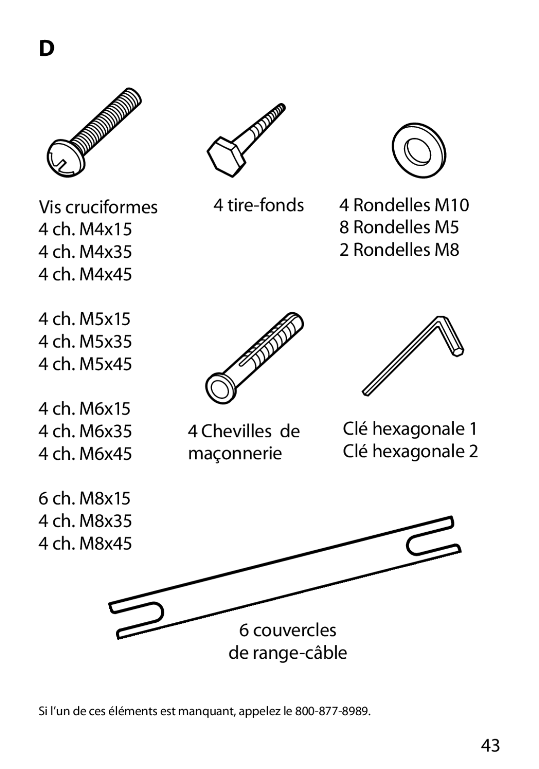 Monster Cable 450L manual Vis cruciformes Tire-fonds, Ch. M6x35 Chevilles de Ch. M6x45 Maçonnerie 