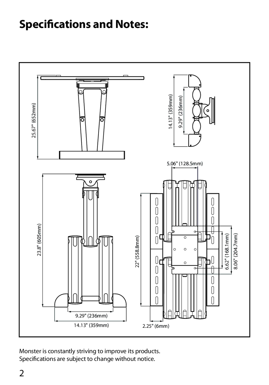 Monster Cable 450L manual Speciﬁcations and Notes 