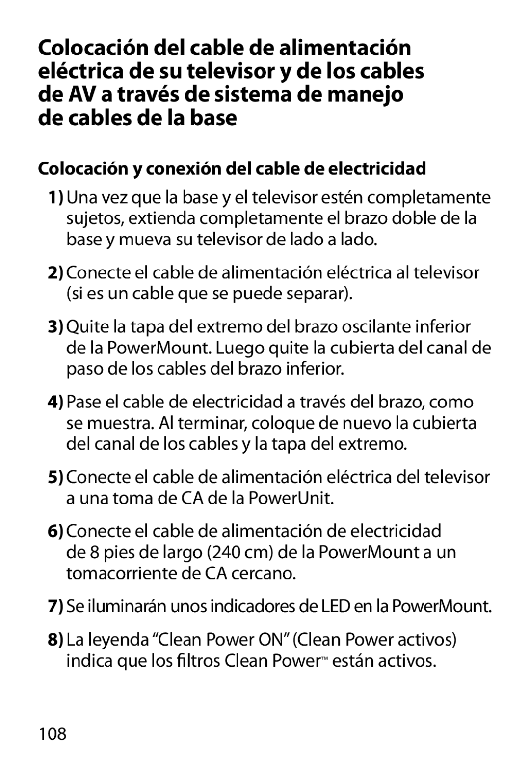 Monster Cable 450M manual Colocación y conexión del cable de electricidad, 108 