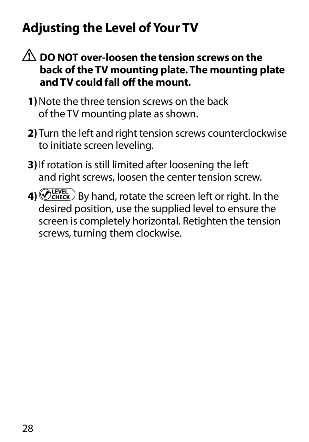 Monster Cable 450M manual Adjusting the Level of Your TV 