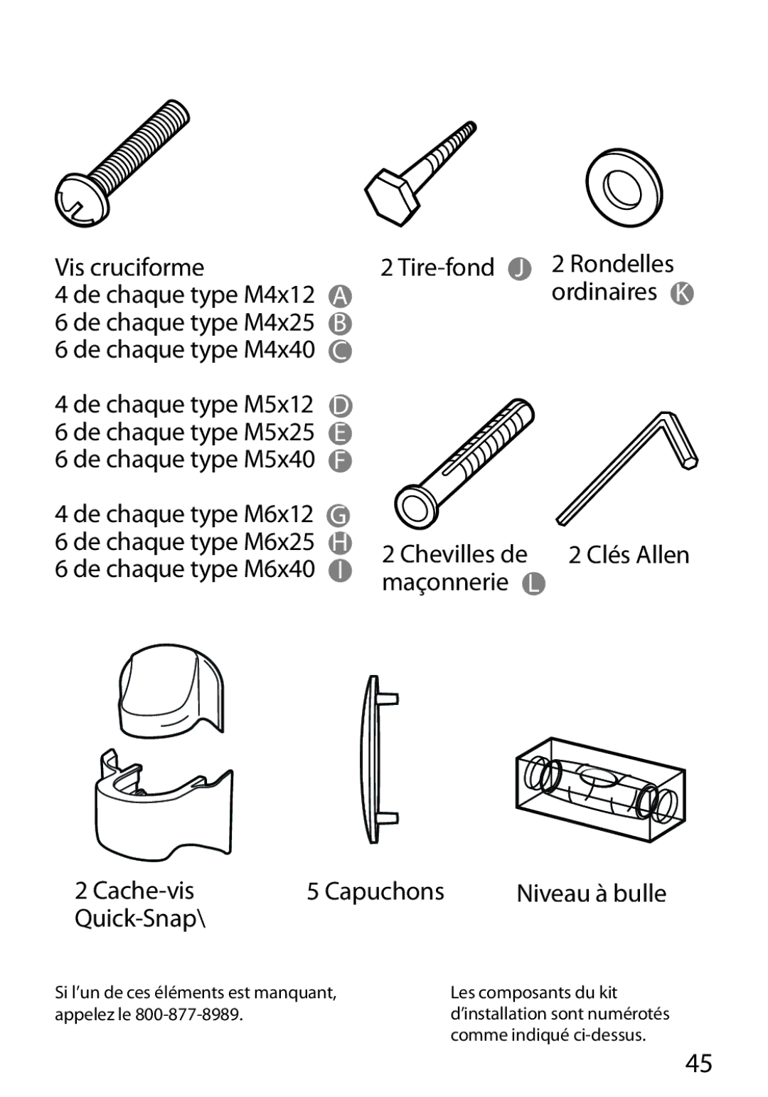 Monster Cable 450M manual De chaque type M6x40 Maçonnerie Cache-vis Capuchons 