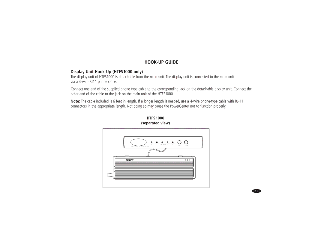Monster Cable HTFS500 owner manual Display Unit Hook-Up HTFS1000 only 