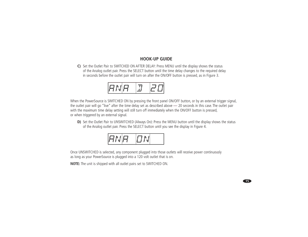 Monster Cable HTPS 7000 MKII owner manual Or when triggered by an external signal 