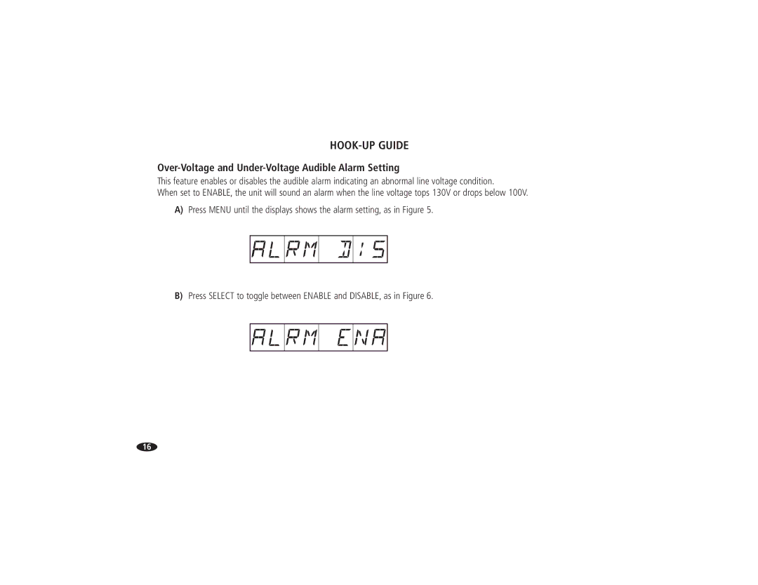 Monster Cable HTPS 7000 MKII owner manual Over-Voltage and Under-Voltage Audible Alarm Setting 