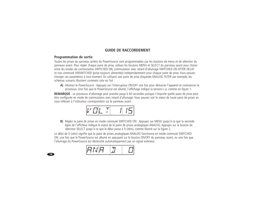 Monster Cable HTPS 7000 MKII owner manual Programmation de sortie 