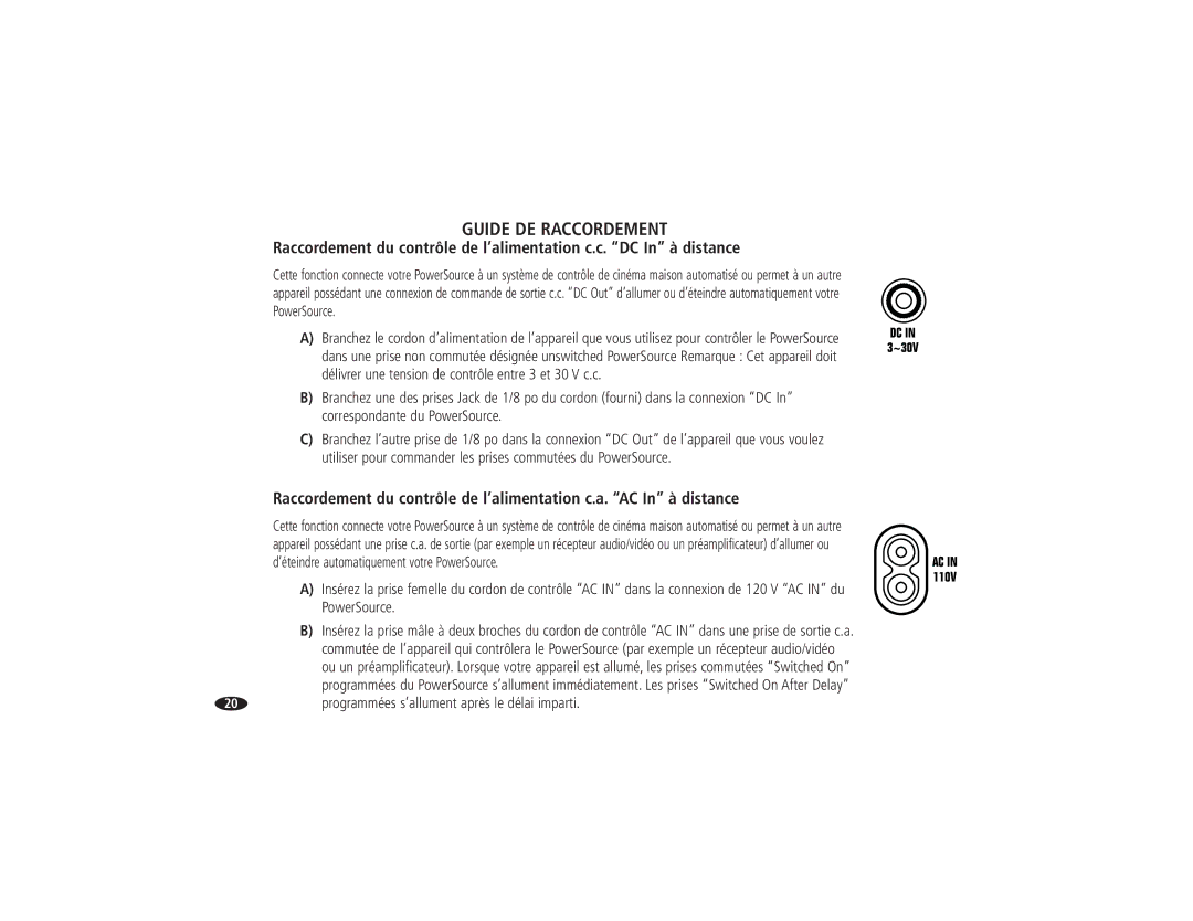 Monster Cable HTPS 7000 MKII owner manual Programmées s’allument après le délai imparti 