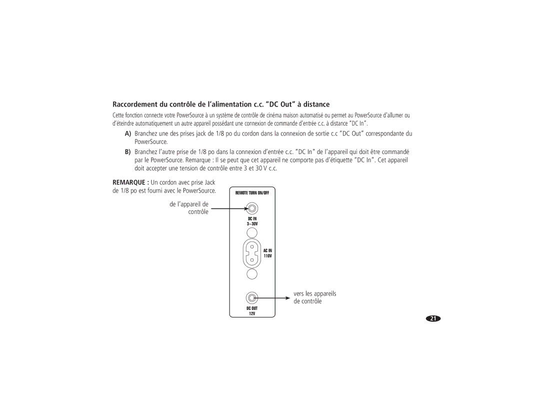 Monster Cable HTPS 7000 MKII owner manual Vers les appareils de contrôle 