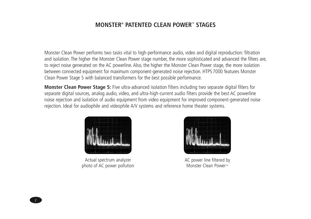 Monster Cable HTPS7000 owner manual Monster Patented Clean Power Stages 