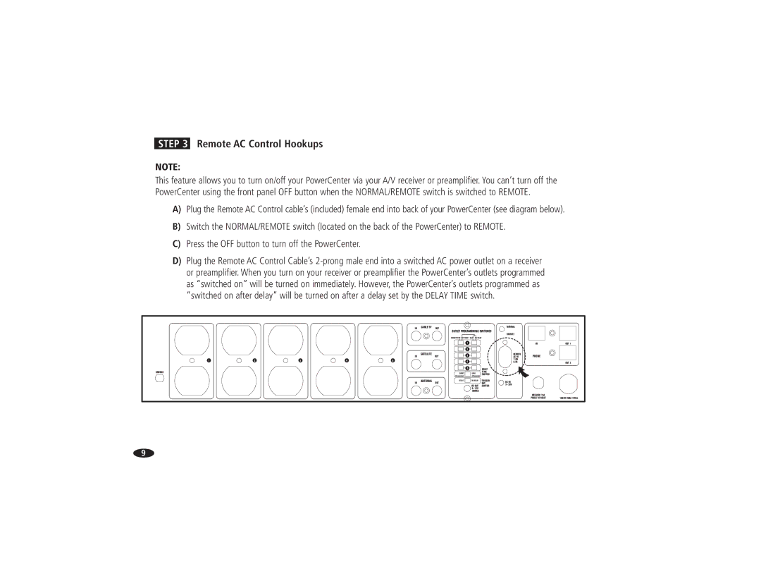 Monster Cable HTS 5000 owner manual Remote AC Control Hookups 