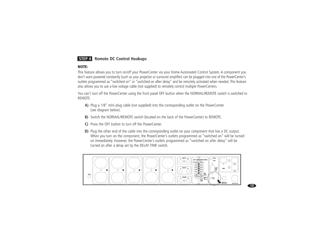 Monster Cable HTS 5000 owner manual Remote DC Control Hookups 