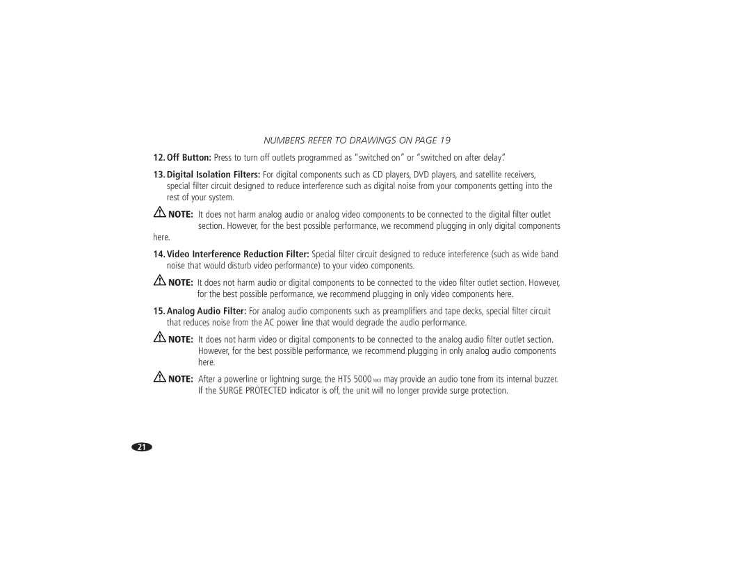 Monster Cable HTS 5000 owner manual Numbers Refer to Drawings on 