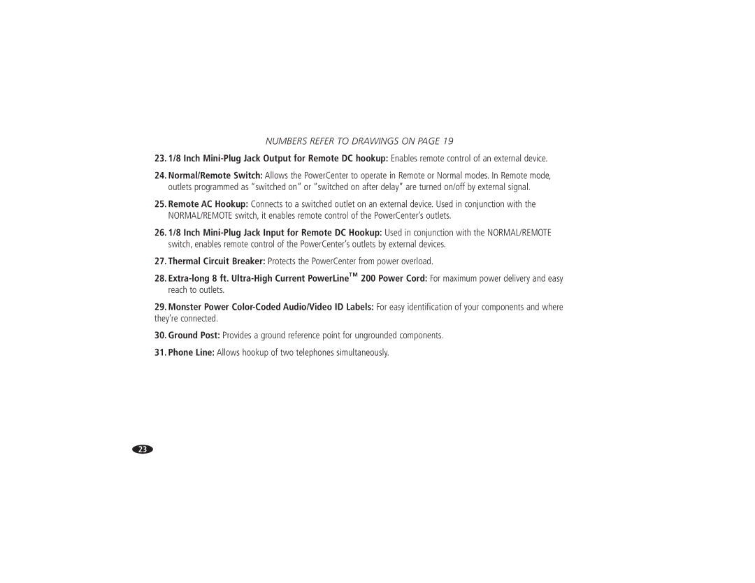 Monster Cable HTS 5000 owner manual Numbers Refer to Drawings on 