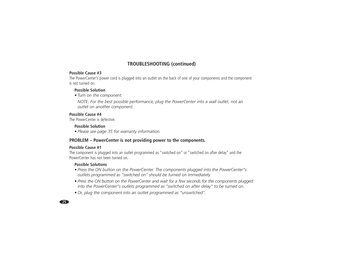 Monster Cable HTS 5000 owner manual Troubleshooting 