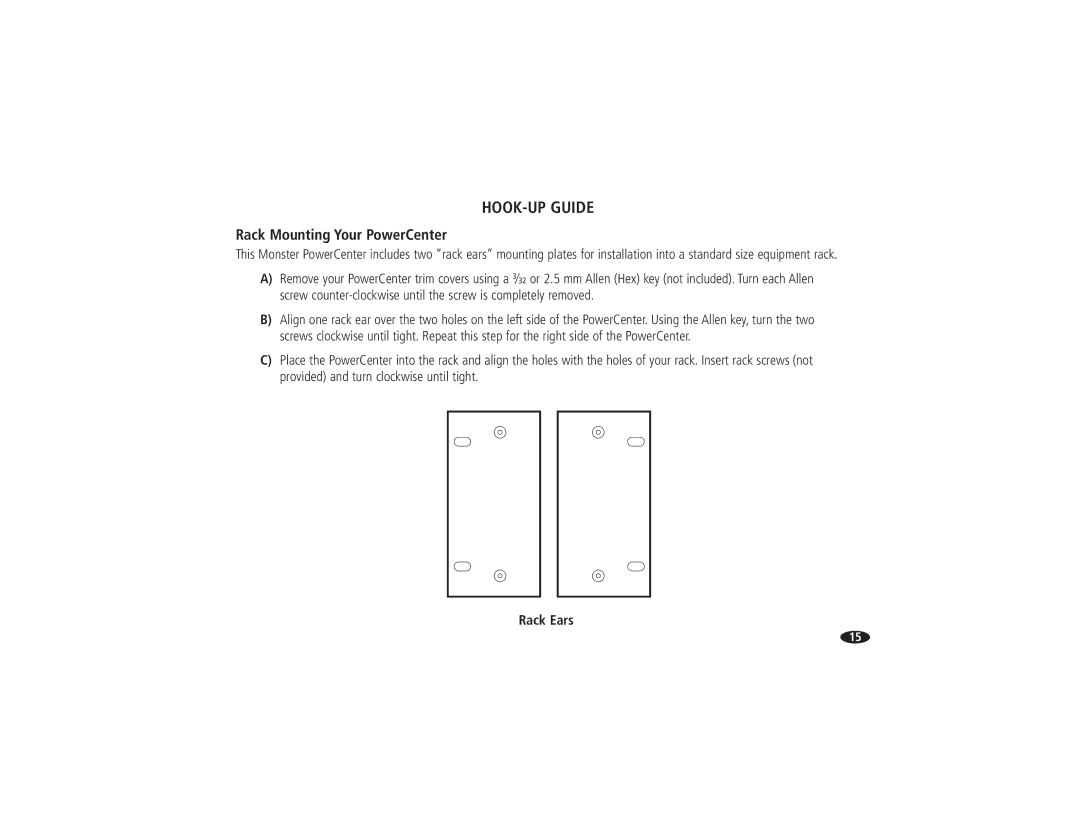 Monster Cable HTS2600 owner manual Rack Mounting Your PowerCenter 