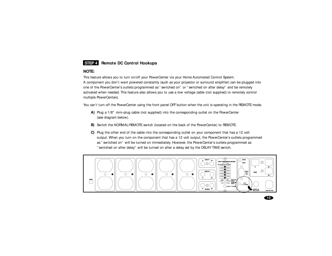 Monster Cable HTS5000 owner manual Remote DC Control Hookups 