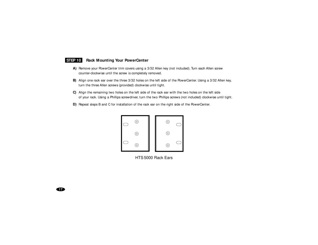 Monster Cable HTS5000 owner manual Rack Mounting Your PowerCenter 