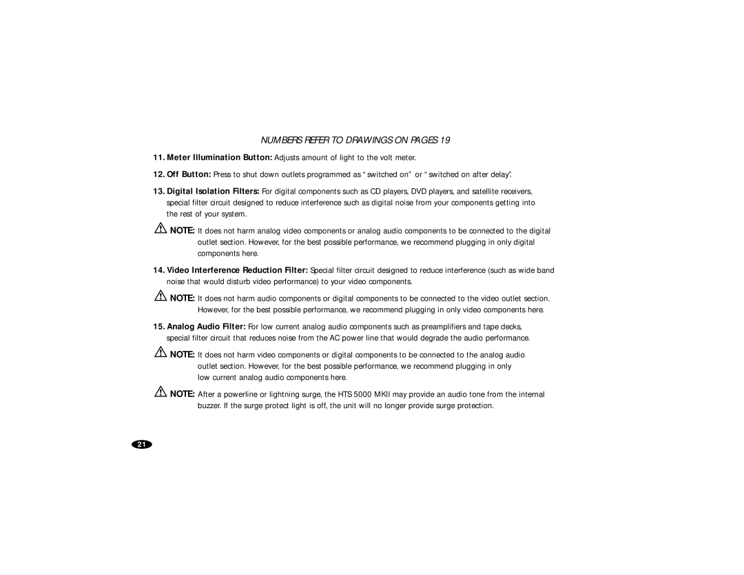 Monster Cable HTS5000 owner manual Numbers Refer to Drawings on Pages 