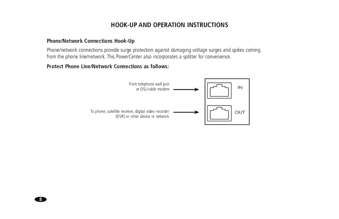 Monster Cable HTS950 owner manual Phone/Network Connections Hook-Up, Protect Phone Line/Network Connections as follows 