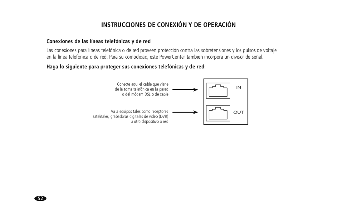 Monster Cable HTS950 owner manual Conexiones de las líneas telefónicas y de red 