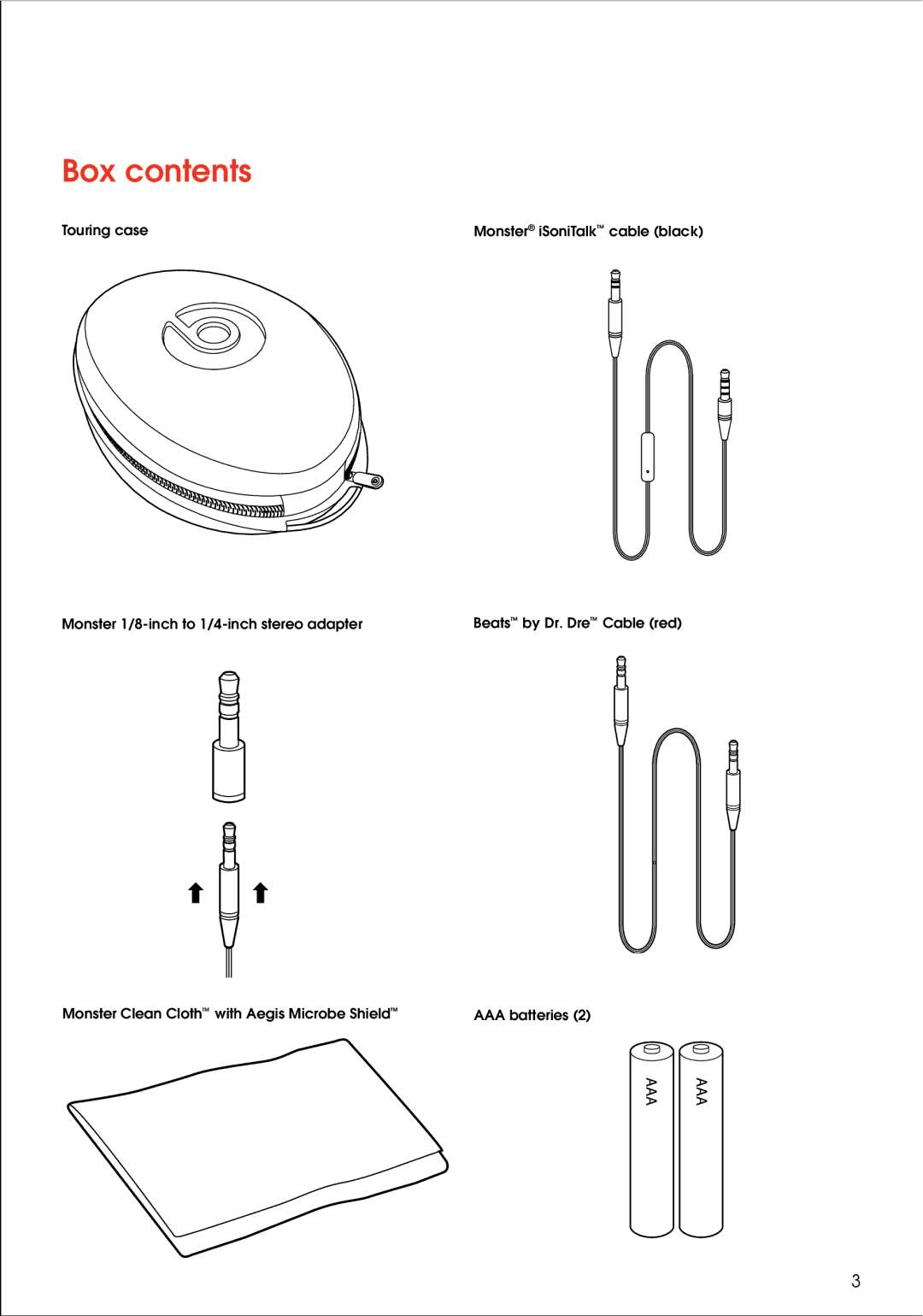 Monster Cable MH BEATS PI OE warranty Box contents 