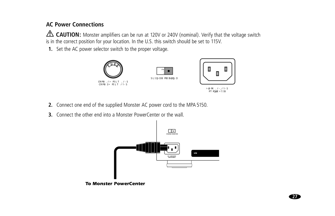 Monster Cable MPA5150 owner manual AC Power Connections 