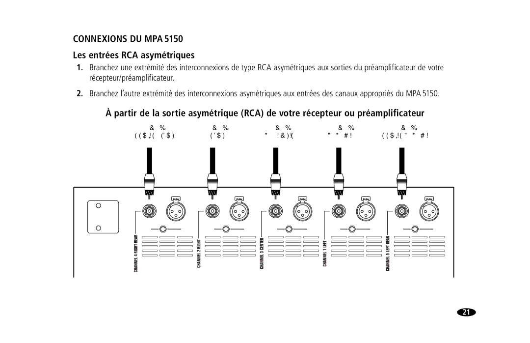 Monster Cable MPA5150 owner manual Connexions DU MPA, Les entrées RCA asymétriques 