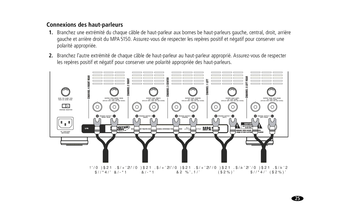 Monster Cable MPA5150 owner manual Connexions des haut-parleurs 